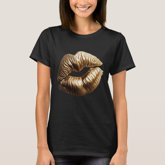 Gold Lips Kiss T-shirt (Voorkant)