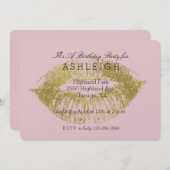 Gold Lips Kiss verjaardag Kaart (Voorkant / Achterkant)