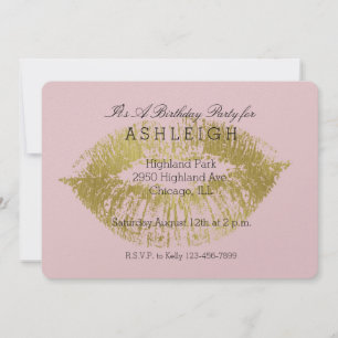 Gold Lips Kiss verjaardag Kaart