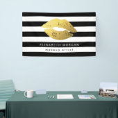Gold Lips Make-up Schoonheidssalon Zwart Witte Str Spandoek (Beurs)