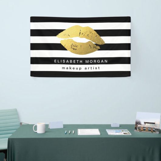 Gold Lips Make-up Schoonheidssalon Zwart Witte Str Spandoek (Beurs)