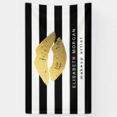 Gold Lips Make-up Schoonheidssalon Zwart Witte Str Spandoek (Verticaal)
