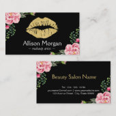 Gold Lips Makeup Artiest Beauful Flower Wrapping Visitekaartje (Voorkant / Achterkant)