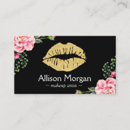 Gold Lips Makeup Artiest Beauful Flower Wrapping Visitekaartje