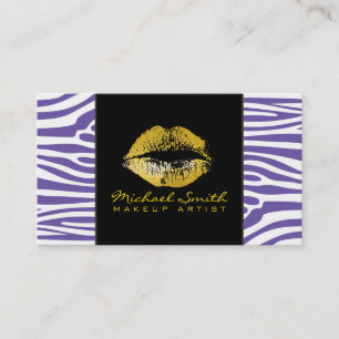 Gold Lips Makeup Artis Moderne Zebra Huid #4 Visitekaartje
