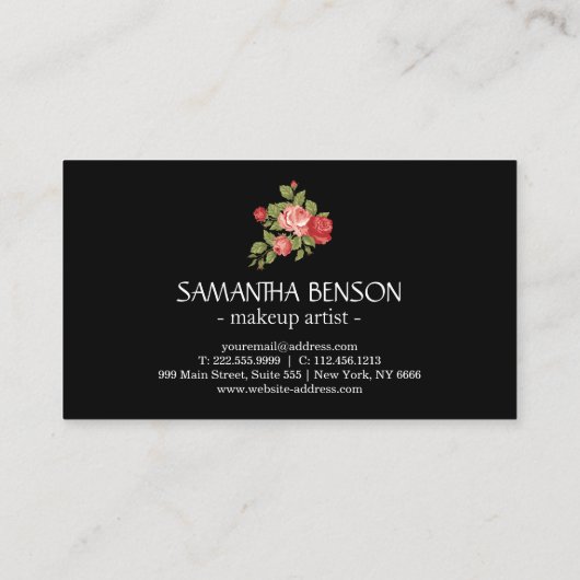 Gold Lips Makeup Artist Floral Visitekaartje (Achterkant)