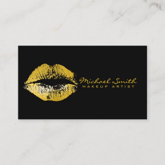 Gold Lips Makeup Artist Visitekaartje (Voorkant)