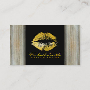 Gold Lips Makeup kunstenaar Modern Wood Kijk uit 2 Visitekaartje