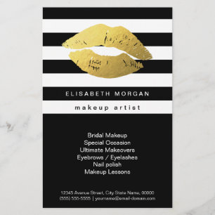 Gold Lips met Black White Stripes - Makeup Artist Flyer