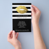 Gold Lips met Black White Stripes - Makeup Artist Flyer (Hand)