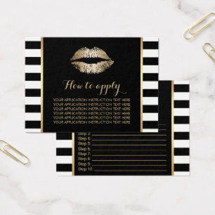 Gold Lips Modern Stripes Application Instructions Visitekaartje