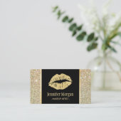 Gold Lips Trendy Glitter Sparkles Makeup Artist Visitekaartje (Staand voorkant)