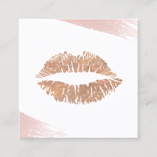 Gold Lips Waterverf Brush Stroke Makeup Artist Vierkante Visitekaartje (Voorkant)
