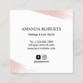 Gold Lips Waterverf Brush Stroke Makeup Artist Vierkante Visitekaartje (Achterkant)