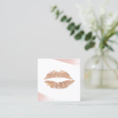 Gold Lips Waterverf Brush Stroke Makeup Artist Vierkante Visitekaartje (Staand voorkant)