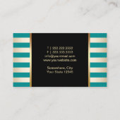 Gold Lipstick - Modern Blauwgroen en gouden strepe Visitekaartje (Achterkant)