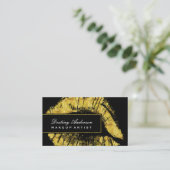 Gold Lipstick Smooch Makeup Visitekaartjes (Staand voorkant)