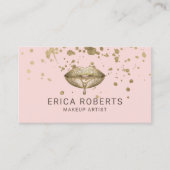 Gold Lipstick Splatter Blush Pink Makeup Artist Visitekaartje (Voorkant)