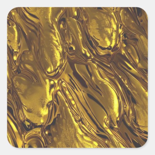 Gold Liquid Vierkante Sticker (Voorkant)