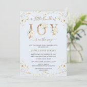 Gold Little Bundle of Joy White Floral Baby shower Kaart (Staand voorkant)