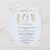 Gold Little Bundle of Joy White Floral Baby shower Kaart (Voorkant / Achterkant)