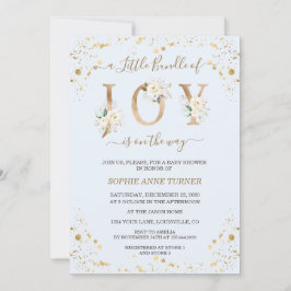 Gold Little Bundle of Joy White Floral Baby shower Kaart