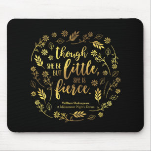 Gold Little but Fierce William Shakespeare Floral Muismat