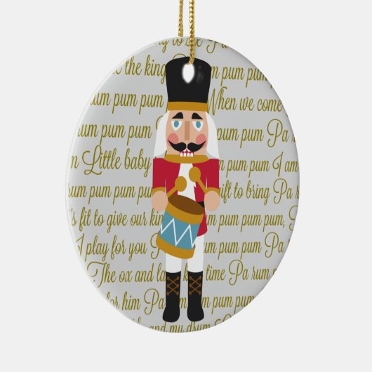 Gold Little Drummer Boy Nutkraker met kerstmis Keramisch Ornament (Rechts)