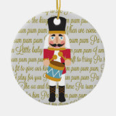 Gold Little Drummer Boy Nutkraker met kerstmis Keramisch Ornament (Voorkant)