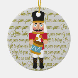 Gold Little Drummer Boy Nutkraker met kerstmis Keramisch Ornament