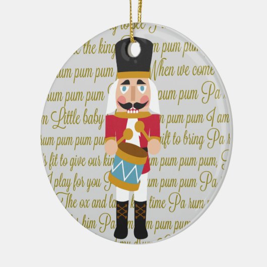 Gold Little Drummer Boy Nutkraker met kerstmis Keramisch Ornament (Links)