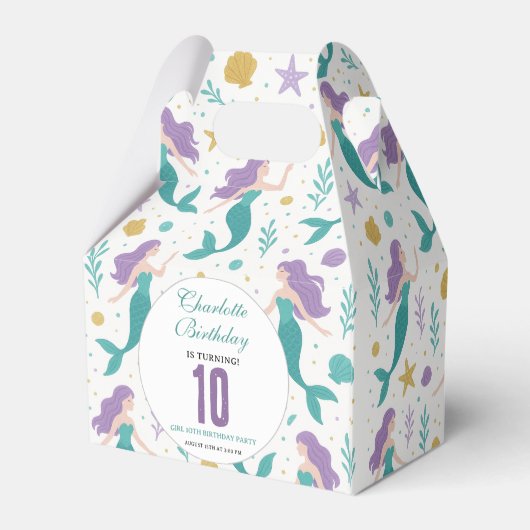 Gold Little Mermaid 10th Birthday | Under the Sea Bedankdoosjes (Achterkant)