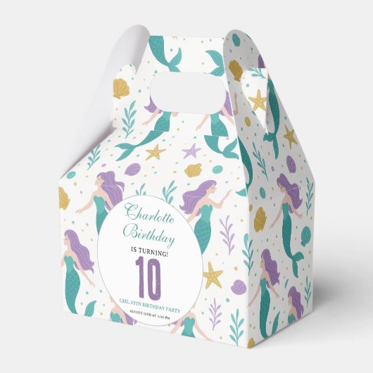 Gold Little Mermaid 10th Birthday | Under the Sea Bedankdoosjes (Voorkant Zijde)
