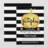 Gold Little Pumpkin Baby Shower Uitnodigingen (Voorkant / Achterkant)