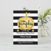 Gold Little Pumpkin Baby Shower Uitnodigingen (Staand voorkant)