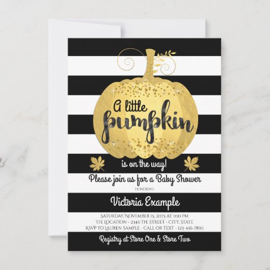 Gold Little Pumpkin Baby Shower Uitnodigingen (Voorkant)