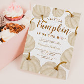 Gold Little pumpkin herfst script baby shower Kaart