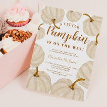 Gold Little pumpkin herfst script baby shower