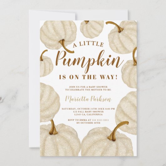 Gold Little pumpkin herfst script baby shower Kaart (Voorkant)