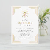 Gold Little Snowflake Minimal Elegant Baby Shower Kaart (Staand voorkant)