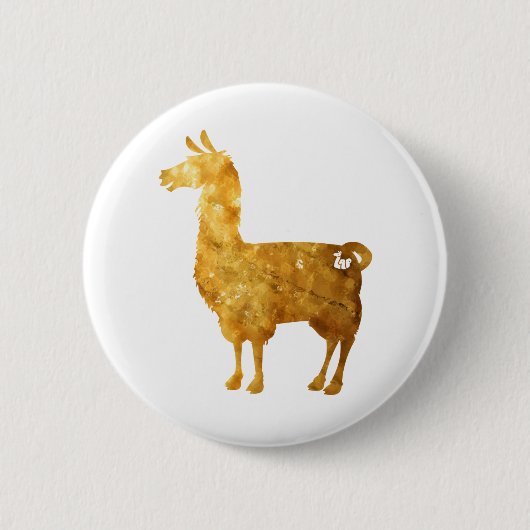 Gold Llama-Button Ronde Button 5,7 Cm (Voorkant)