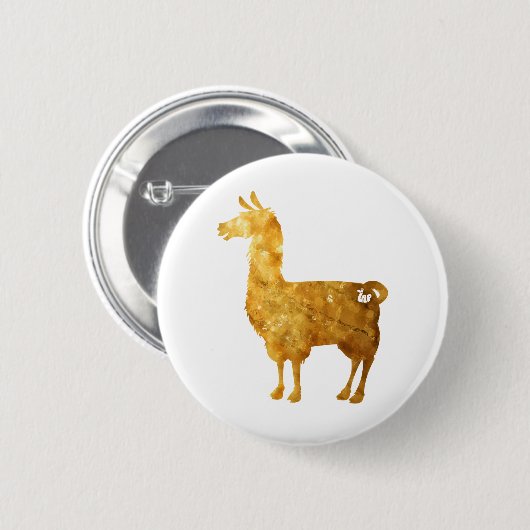 Gold Llama-Button Ronde Button 5,7 Cm (Voorkant /achterkant)