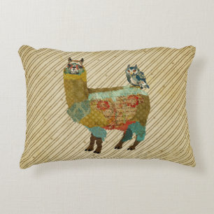 Gold Llama en Blue Owl Pillow Accent Kussen