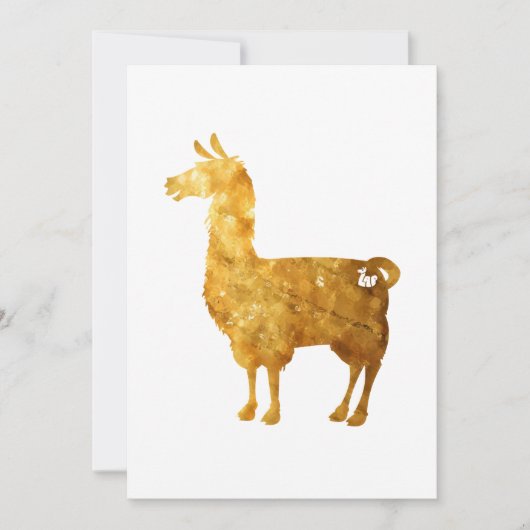 Gold Llama Invitation Kaart (Voorkant)