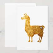 Gold Llama Invitation Kaart (Voorkant / Achterkant)