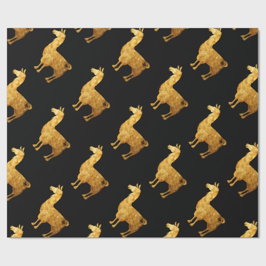 Gold Llama Wrapping Paper Cadeaupapier (Vlak)