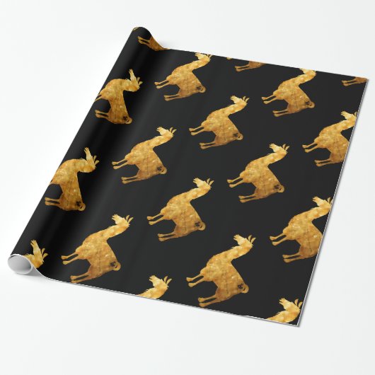 Gold Llama Wrapping Paper Cadeaupapier (Uitgerold)