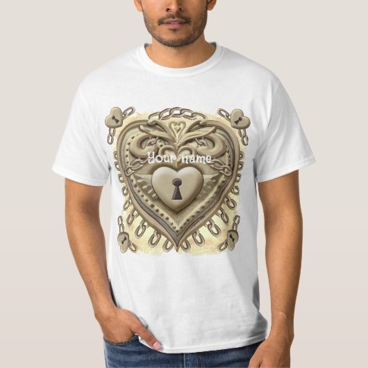 Gold lock Heart  T-shirt (Voorkant)