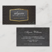 GOLD LOGO art deco elegant sunburst smart black Visitekaartje (Voorkant / Achterkant)