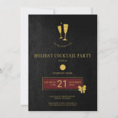 Gold Logo Barber Shop Christmas Open House Party Kaart (Voorkant)